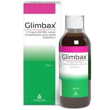 Glimbax, 0,74 mg/ml (0,074%), roztwór do płukania jamy ustnej i gardła, 200 ml płynu