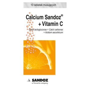 Calcium-Sandoz+Vitamin C, tabl.musuj., 10 szt