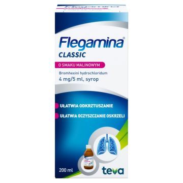 Flegamina, 4 mg/5 ml, syrop o smaku malinowym, 200 ml