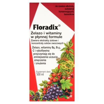 Floradix, płyn żelazo i witaminy, 500 ml