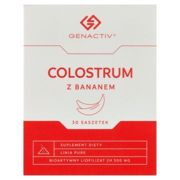 Colostrum z bananem Genactiv, proszek, saszetki, 30 szt.