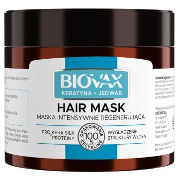 Biovax Keratyna+Jedwab, maska do włosów przesuszonych, puszących się, 250 ml