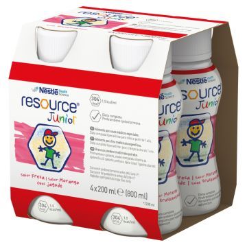 Resource Junior, płyn o smaku truskawkowym, 4 x 200 ml