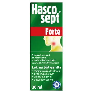 Hascosept Forte, 3 mg/ml, aerozol do stosowania w jamie ustnej, 30 ml roztworu