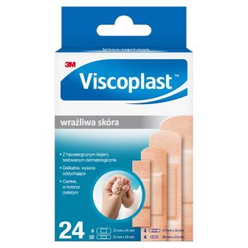 Viscoplast, wrażliwa skóra, plastry, 4 rozmiary, 24 szt.