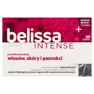 Belissa Intense, tabletki na włosy, skórę i paznokcie, 50 szt.