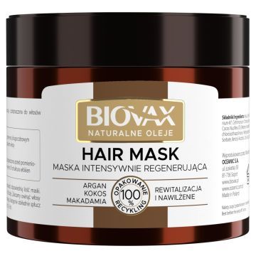 Biovax Argan, Kokos, Makadamia, maska intensywnie regenerująca, 250 ml