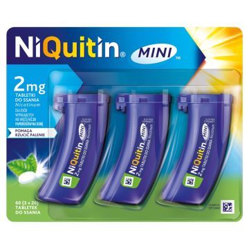 Niquitin Mini, 2 mg, tabl.do ssania, 60 szt (3 poj.x 20 szt)