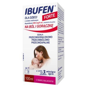 Ibufen dla dzieci FORTE o smaku malinowym, 200 mg/5 ml, zawiesina doustna, 100 ml