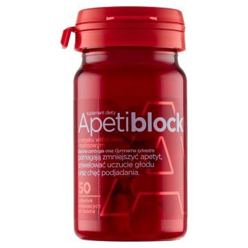 Apetiblock, tabletki do ssania, musujące, smak wiśniowo-malinowy, 50 szt.