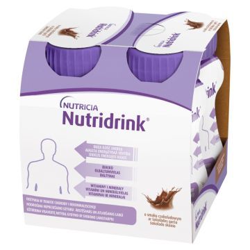 Nutridrink, smak czekoladowy, płyn, 4 x 125 ml