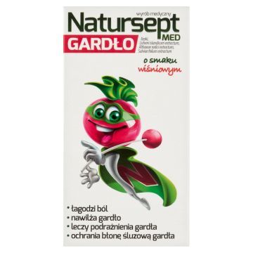 Natursept MED gardło, lizaki o smaku wiśniowym, 6 szt.