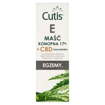 Cutis E Maść konopna 17% + CBD kannabidiol do skóry z  objawami egzemy