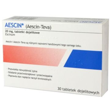 Aescin, 20 mg,tabl.dojelit.,(i.row),MDZ/PhP,Czechy, 30 szt