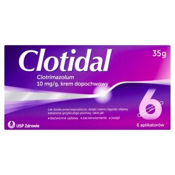 Clotidal, 10 mg/g, krem dopochwowy, 35 g + 6 aplikatorów