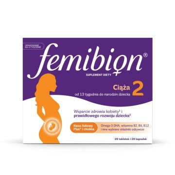 Femibion 2 Ciąża, tabletki powlekane + kapsułki miękkie, 28 szt. + 28 szt.