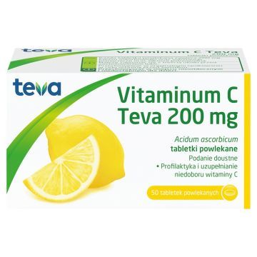 Vitaminum C Teva, 200 mg, tabletki powlekane, 50 szt.