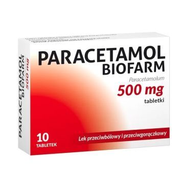 Paracetamol Biofarm, 500 mg, tabletki, 10 sztuk