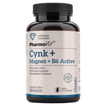 Pharmovit Classic, cynk + magnez + B6 active 83,38 g, kapsułki, 120 szt.