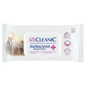 Cleanic Antibacterial Travel Pack, chusteczki odświeżające, 40 szt.