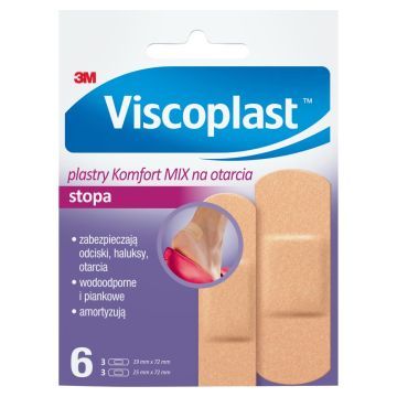 Viscoplast Komfort Mix na otarcia, plastry na stopę, 72 mm x 25 mm, 6 szt.