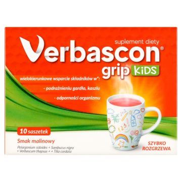 Verbascon Kids Grip, proszek do rozpuszczania, 10 saszetek