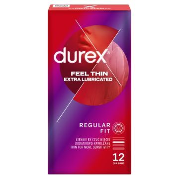 Durex Featherlite Elite, prezerwatywy ze środkiem nawilżającym, 12 szt.