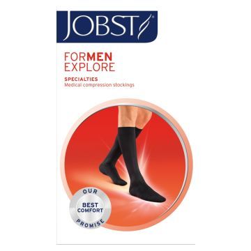 Jobst for Men Explore, rozmiar: IV, czarne, podkolanówki uciskowe dla mężczyzn, CCL 1, 1 para