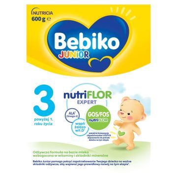 Bebiko Junior 3 NUTRIflor Expert, odżywcza formuła na bazie mleka, powyżej 1. roku życia, proszek, 600 g
