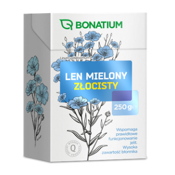 Bonatium Len Mielony Złocisty, zioła do zaparzania, 250 g