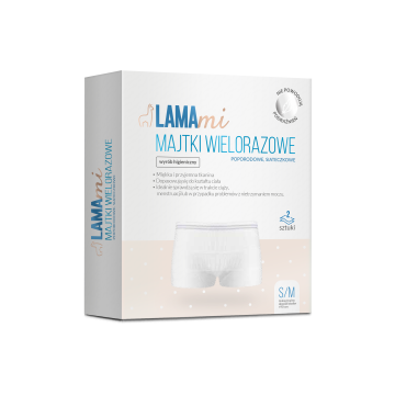 LAMAmi majtki wielorazowe, poporodowe, siateczkowe S/M, 2 sztuki
