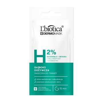 L'biotica Dermomask, głęboko odżywcza maska z witaminą H, 8ml