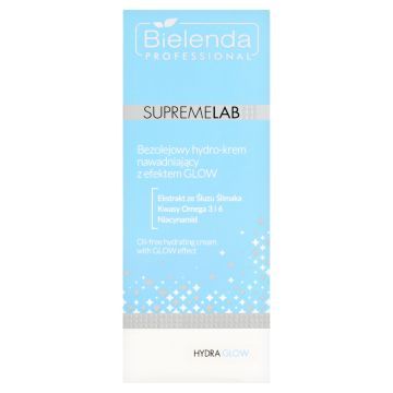 Bielenda Professional Supremelab Hydra Glow, Bezolejowy hydro-krem nawadniający z efektem glow, 50 ml