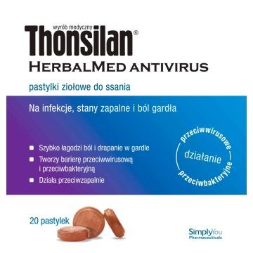 Thonsilan HerbalMed Antivirus, pastyl.d/ss.,ziołowe, 20 szt