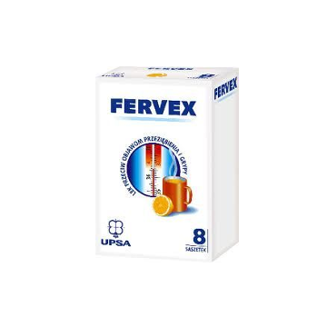 Fervex, 500 mg + 200 mg + 25 mg, granulat do sporządzania roztworu doustnego, 8 saszetek