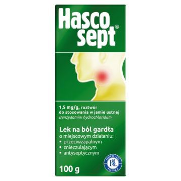 HASCOSEPT, 1,5 mg/g, roztwór do stosowania w jamie ustnej, zawiera 30 g roztworu