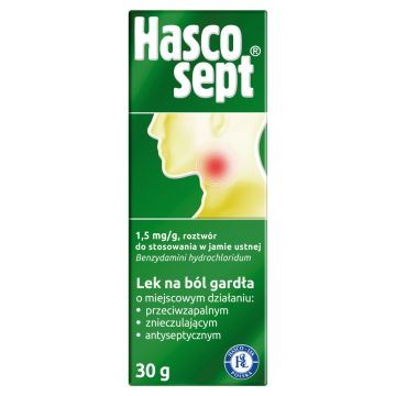 Hascosept, 1,5 mg/g, aerozol do stosowania w jamie ustnej, 30 g