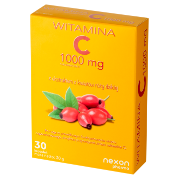 Nexon Pharma, Witamina C 1000 mg z ekstrakt z kwiatów róży dzikiej kapsułki, 30 szt.