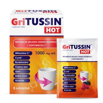 GriTussin Hot, proszek, 8 sasz.