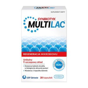 Multilac, kapsułki, synbiotyk (probiotyk +prebiotyk), 20 szt.