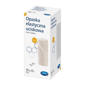 Opaska elastyczna uciskowa tkana z zapinką, 10 cm x 5 m, 1 szt.
