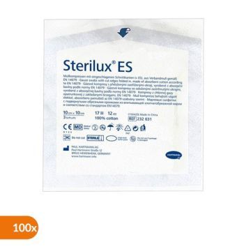 Sterilux ES, kompresy niejałowe, 17-nitkowe, 12 warstwowe, 10 cm x 10 cm, 100 szt.