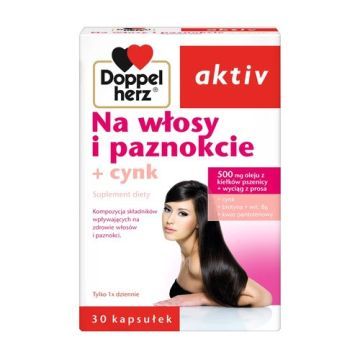 Doppelherz aktiv Na włosy i paznokcie + cynk, kapsułki, 30 szt.