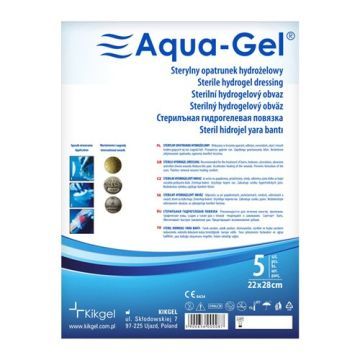Aqua-Gel, opatrunek hydrożelowy, 22 cm x 28 cm, 5 szt.