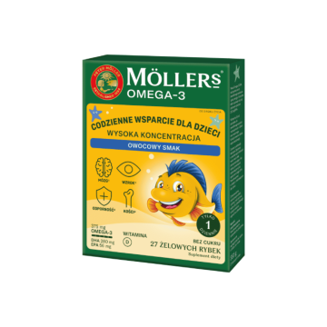 Mollers Omega-3 Rybki Wysoka Koncentr.,żelki,sm.owoc.,27 szt