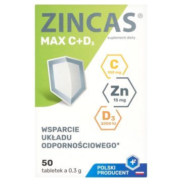 Zincas Max C+D3, tabletki, 50 szt.