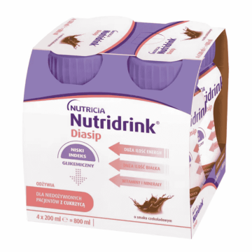 Nutridrink Diasip, płyn o smaku czekoladowym, 4 x 200  ml