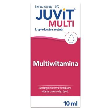 JUVIT MULTI, krople doustne, roztwór, Jedno opakowanie leku zawiera 10 ml roztworu.