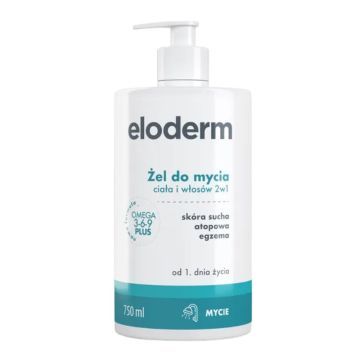 Eloderm, żel, do mycia ciała i włosów, 2w1, 750 ml