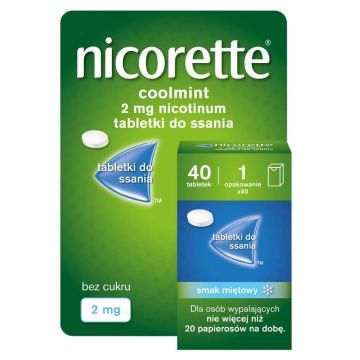 Nicorette Coolmint, 2 mg, tabl.do ssania, 40 szt
